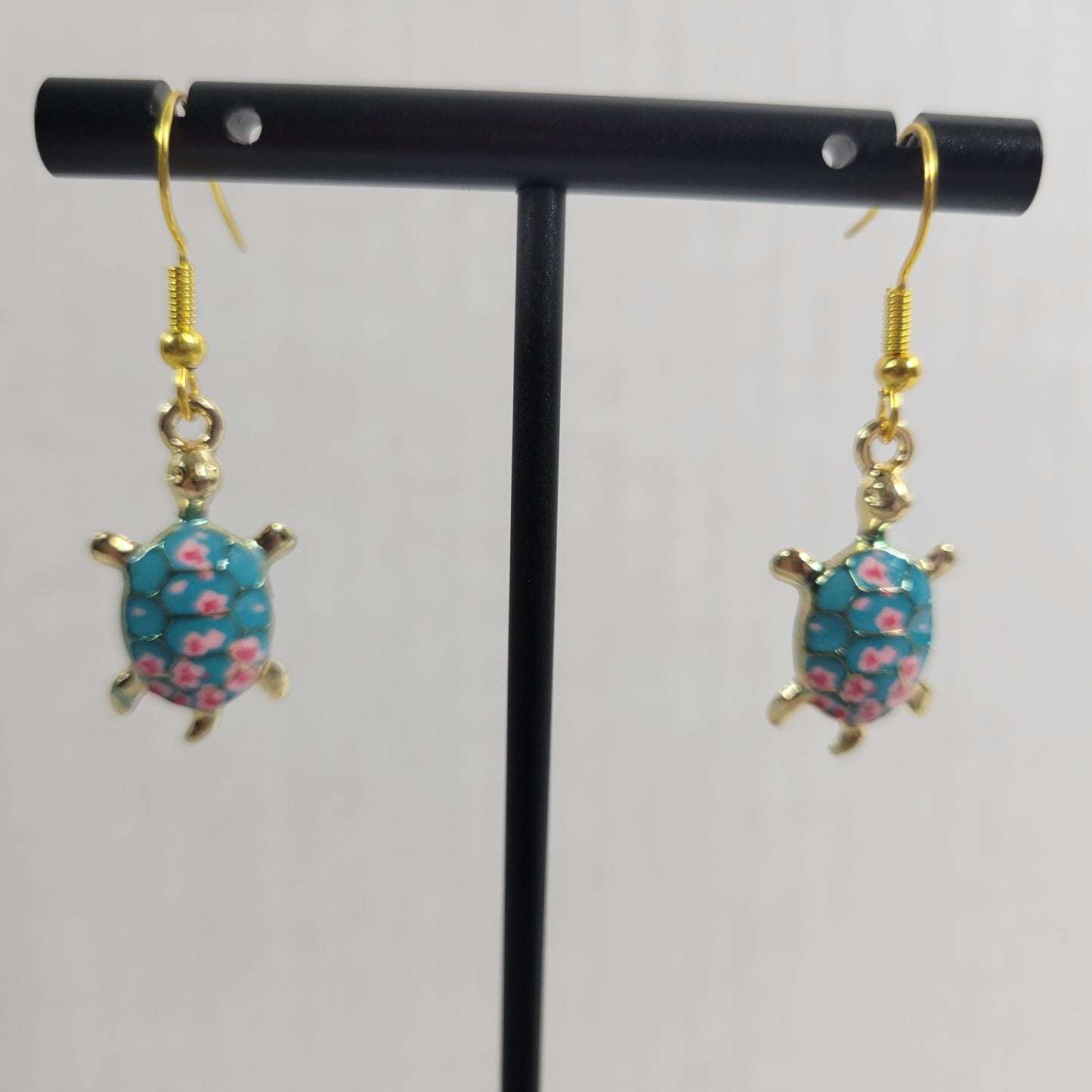 Turtle Dangle Drop Earrings Women Zinc Alloy Gold Tone Blue Pink Fashion E65E