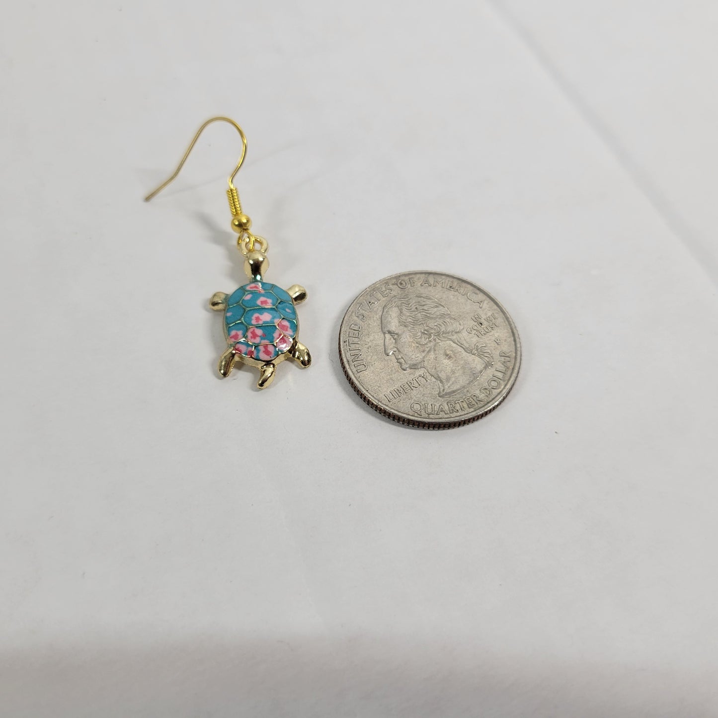 Turtle Dangle Drop Earrings Women Zinc Alloy Gold Tone Blue Pink Fashion E65E