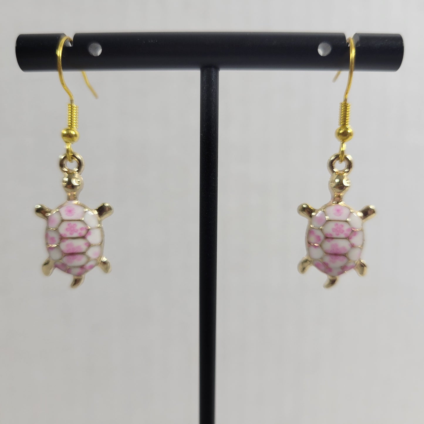 Turtle Dangle Drop Earrings Women Zinc Alloy Pink White Gold Tone Fashion E66E