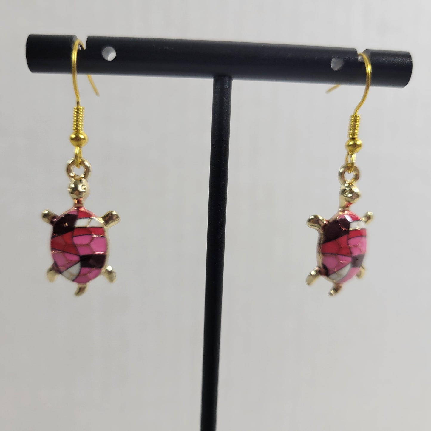 Turtle Dangle Drop Earrings Women Zinc Alloy Pink Red White Gold Tone E70E