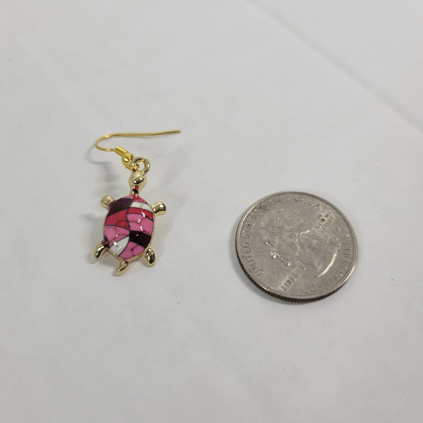 Turtle Dangle Drop Earrings Women Zinc Alloy Pink Red White Gold Tone E70E