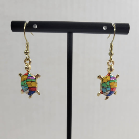 Turtle Dangle Drop Earrings Women Zinc Alloy Blue Yellow Gold Tone Fashion E71E