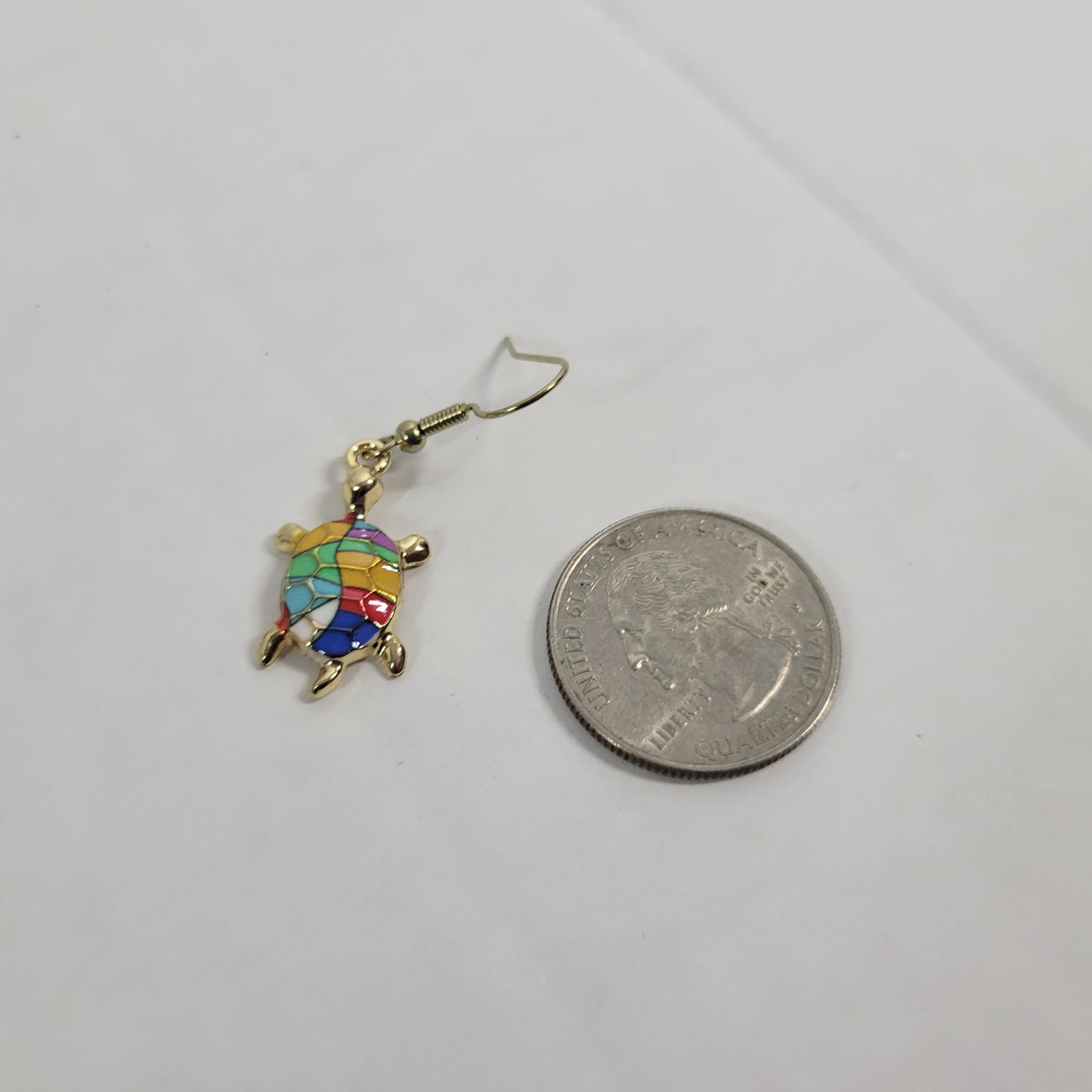 Turtle Dangle Drop Earrings Women Zinc Alloy Blue Yellow Gold Tone Fashion E71E