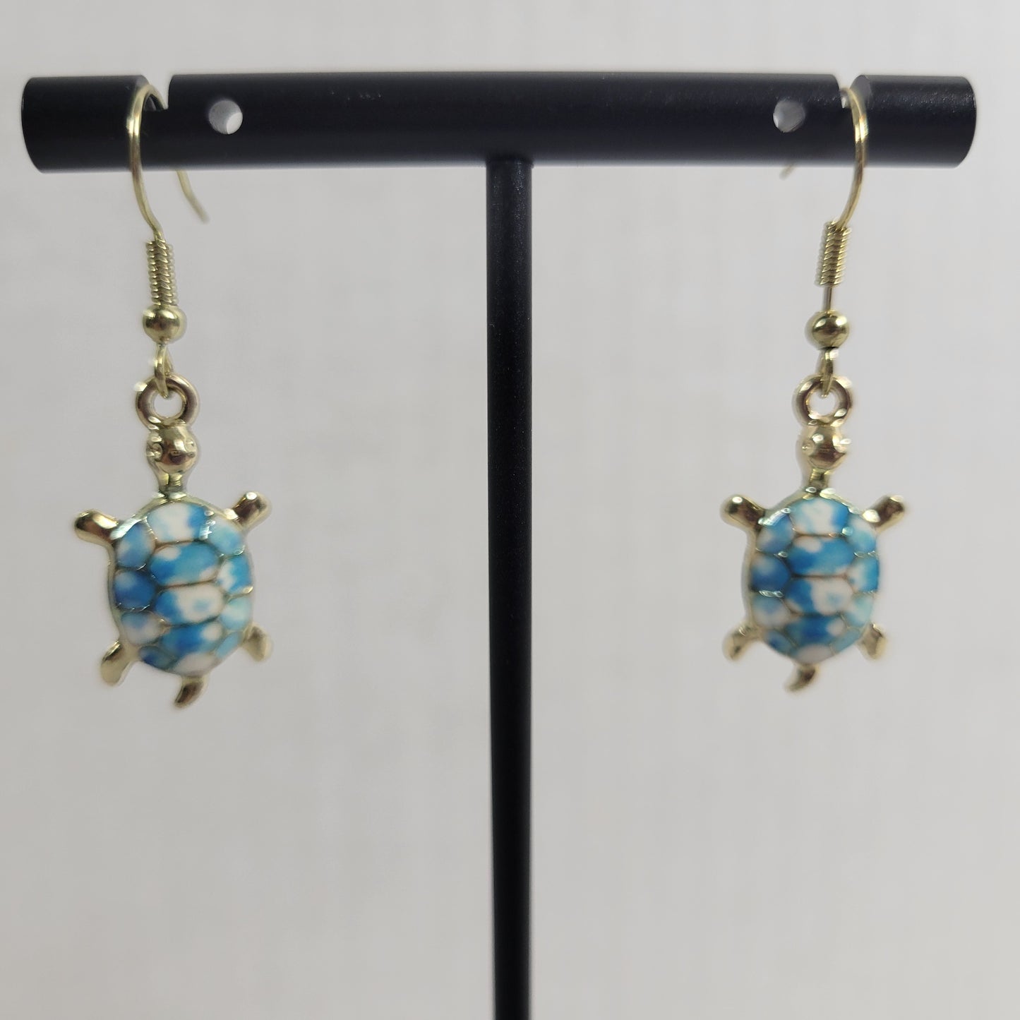 Turtle Dangle Drop Earrings Women Zinc Alloy Blue White Gold Tone Fashion E72E
