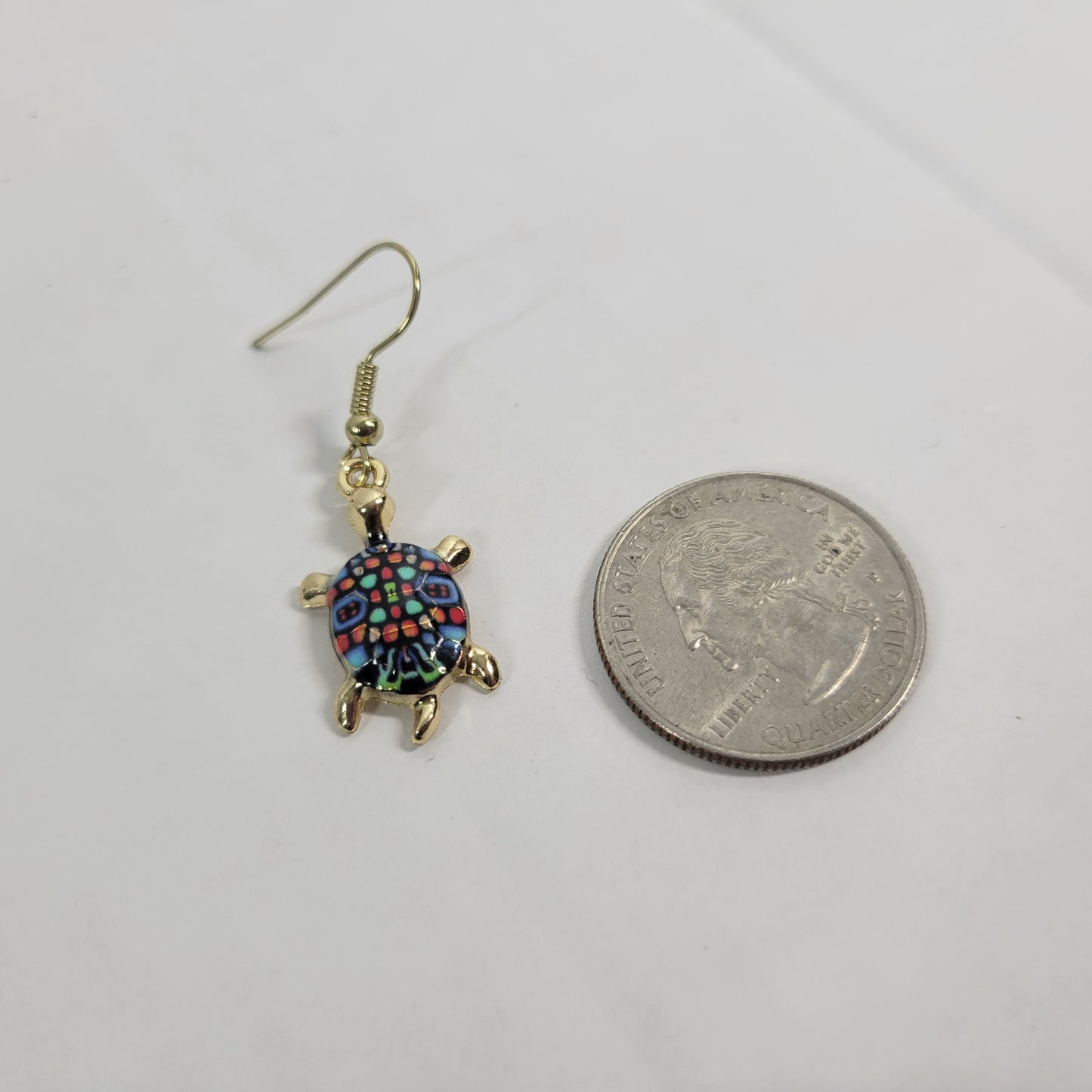 Turtle Dangle Drop Earrings Women Zinc Alloy Blue Red Pink Gold Tone  E73E