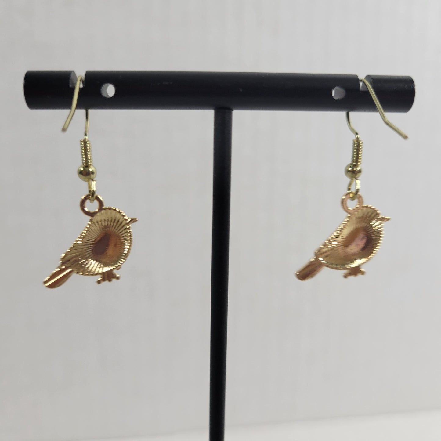 Bird Dangle Earrings Women Purple Aluminum Alloy Gold Tone Hanging Jewelry E76E