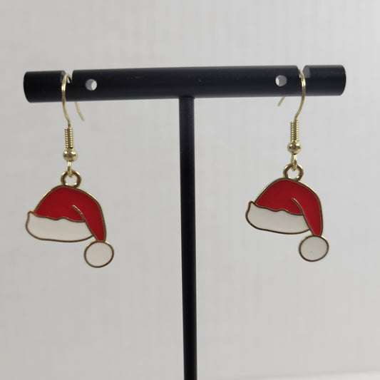 Christmas Santa Cap Dangle Drop Earrings Women Alloy Multicolor Holiday E78E