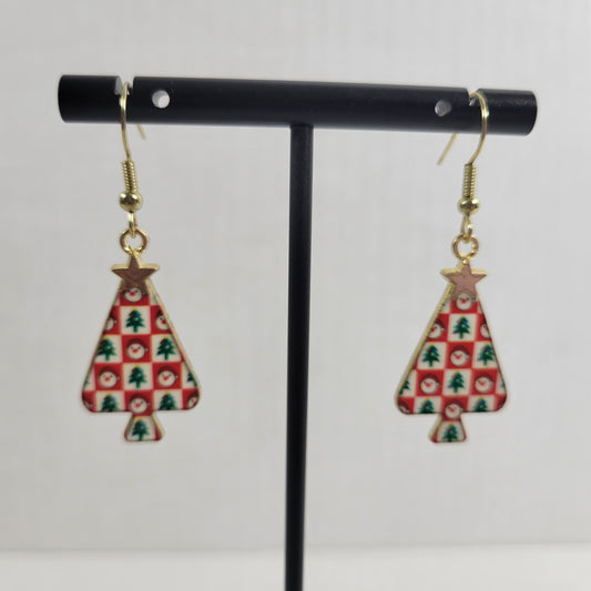 Christmas Tree Dangle Drop Earrings Women Red Green Holiday Fashion Jewelry E79E