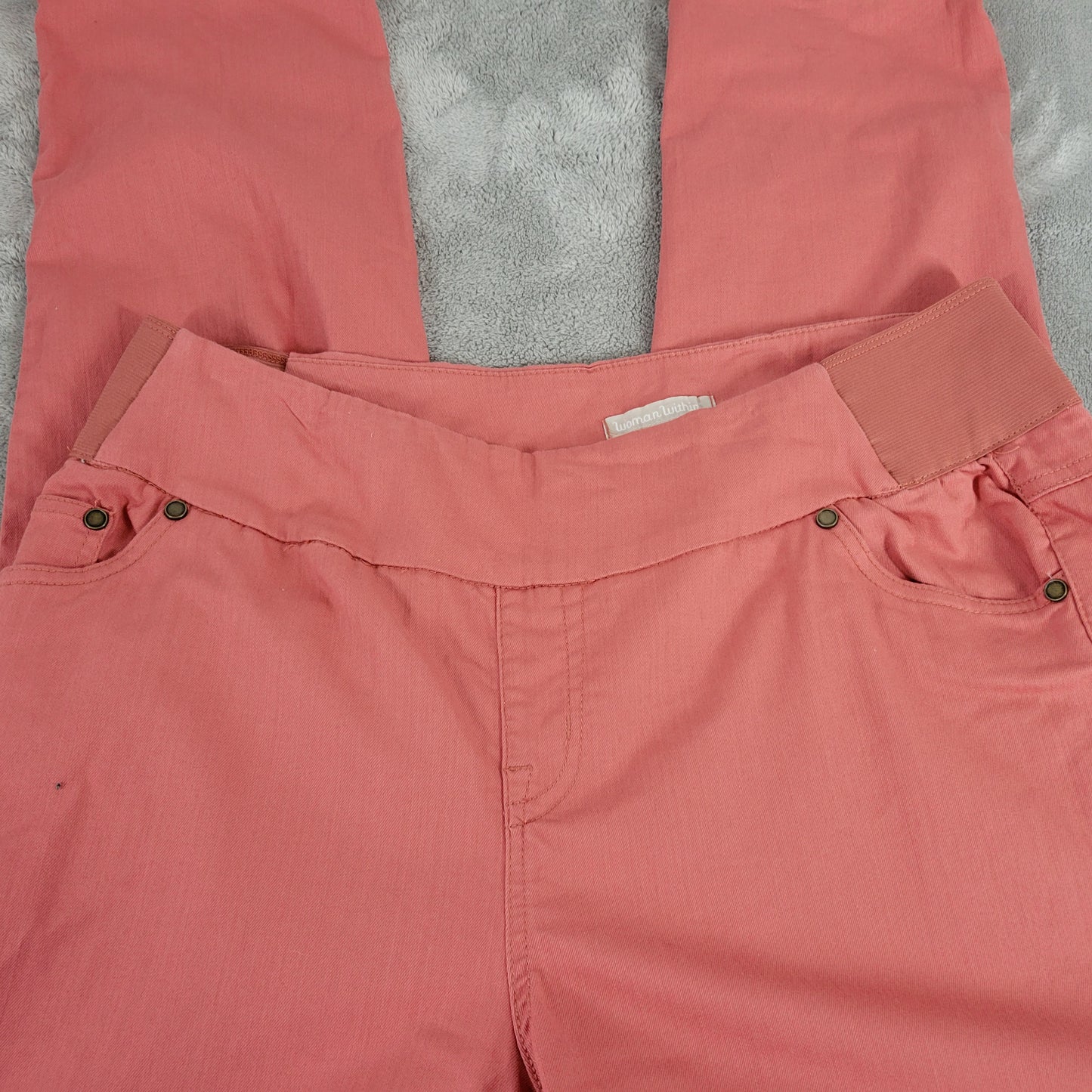 Woman Within Pants 16W Dusty Rose Pink Tapered Pull On Elastic Waist SL114E