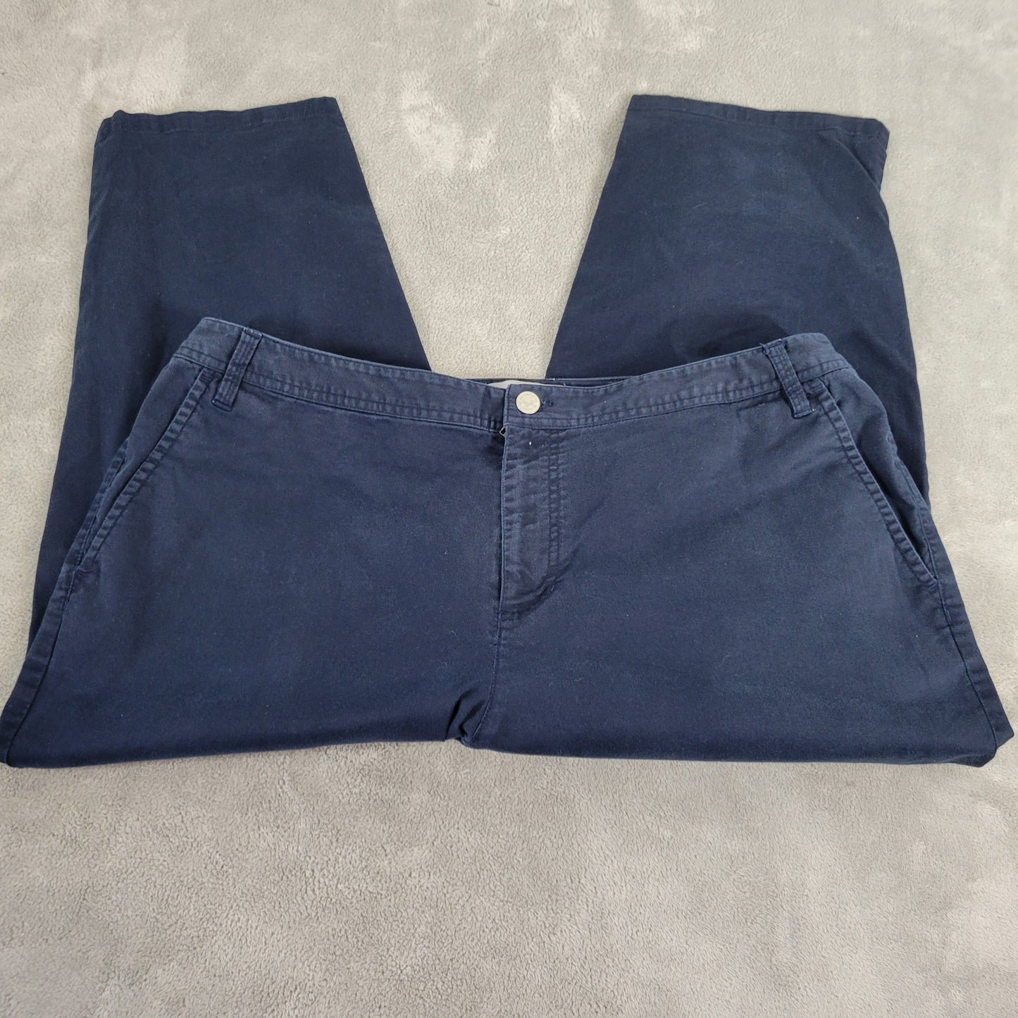 Liz Claiborne 18W Sloane Capri Pants Blue Cotton Blend Crop Pockets BLU14E