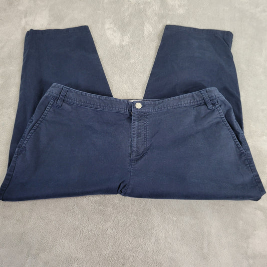 Liz Claiborne 18W Sloane Capri Pants Blue Cotton Blend Crop Pockets BLU14E