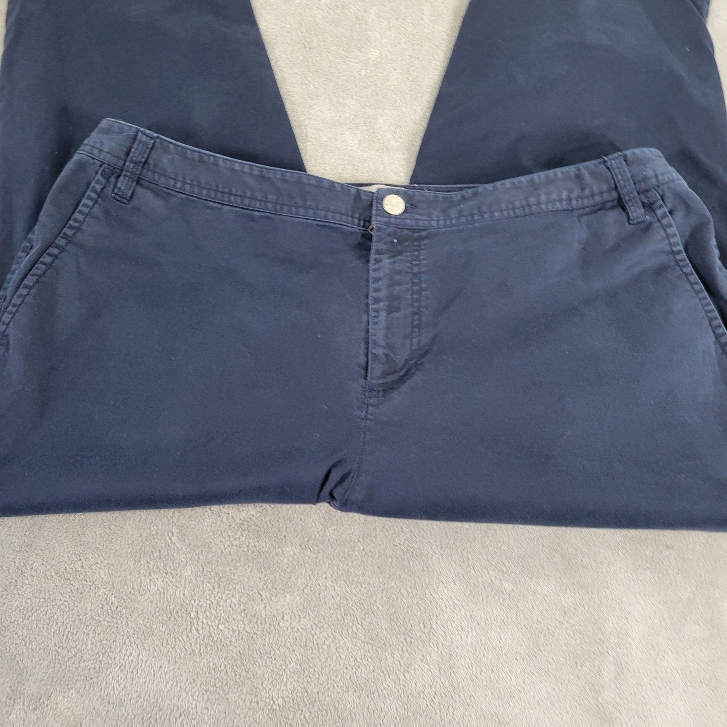 Liz Claiborne 18W Sloane Capri Pants Blue Cotton Blend Crop Pockets BLU14E