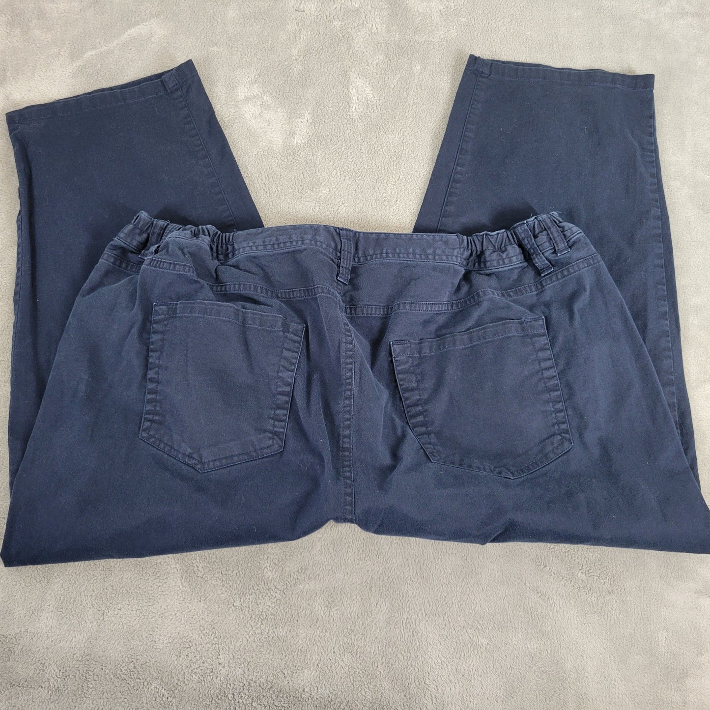 Liz Claiborne 18W Sloane Capri Pants Blue Cotton Blend Crop Pockets BLU14E