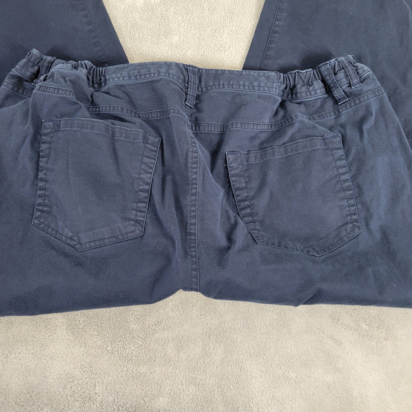 Liz Claiborne 18W Sloane Capri Pants Blue Cotton Blend Crop Pockets BLU14E
