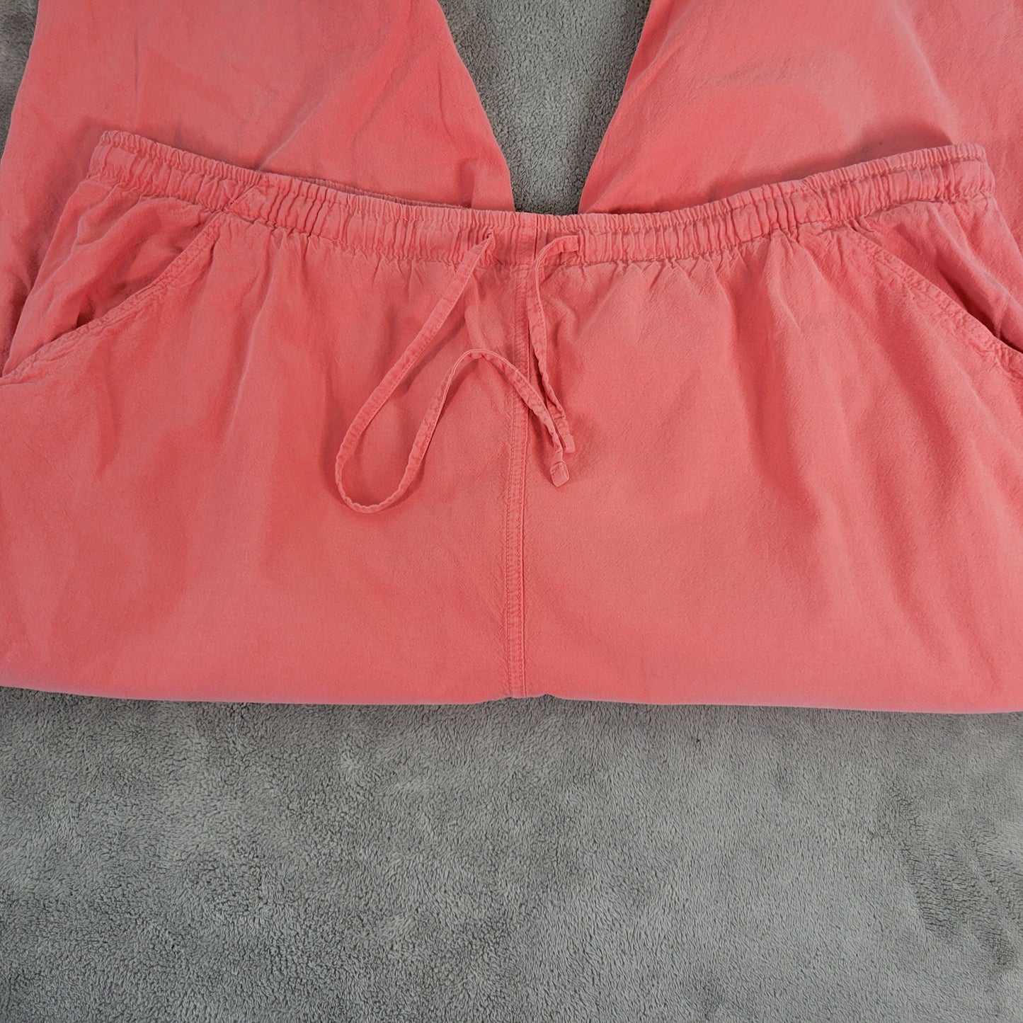 Erika 2X Capri Pants Pink Cotton Pull On Drawstring Elastic Waist Pockets PIN41E