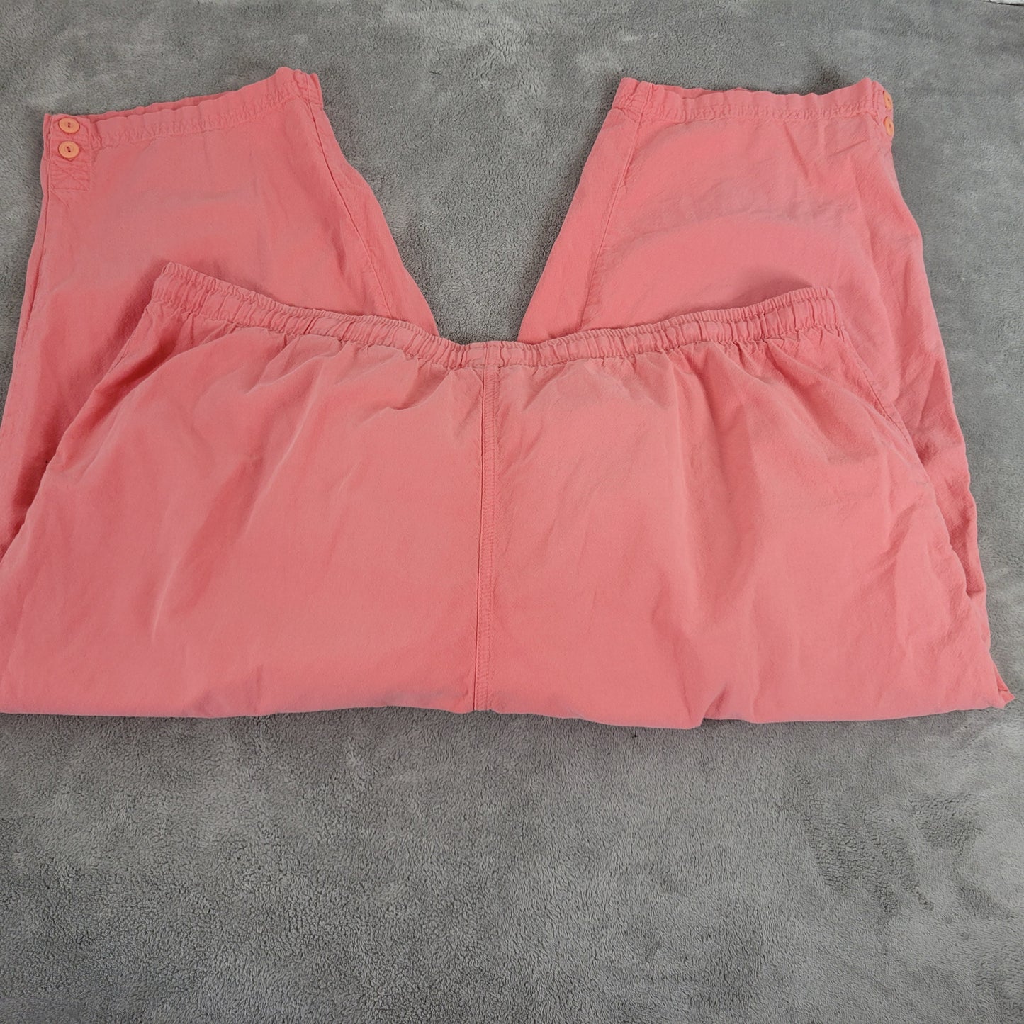 Erika 2X Capri Pants Pink Cotton Pull On Drawstring Elastic Waist Pockets PIN41E
