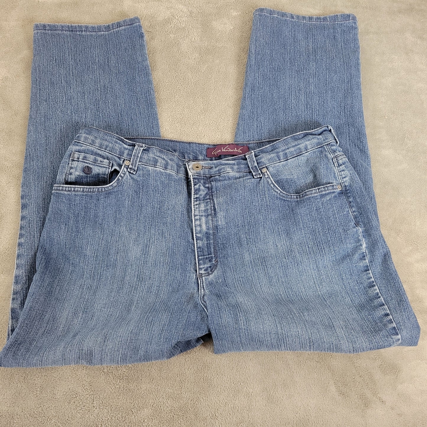 Gloria Vanderbilt 18 Jeans Blue Denim Straight Leg Elastic Waist Stretch SL58E
