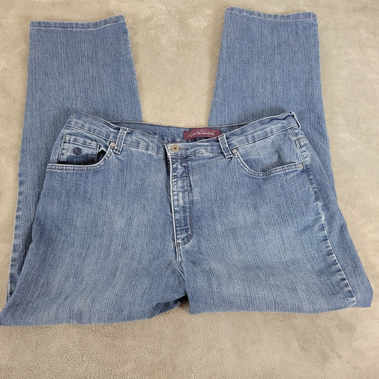Gloria Vanderbilt 18 Jeans Blue Denim Straight Leg Elastic Waist Stretch SL58E