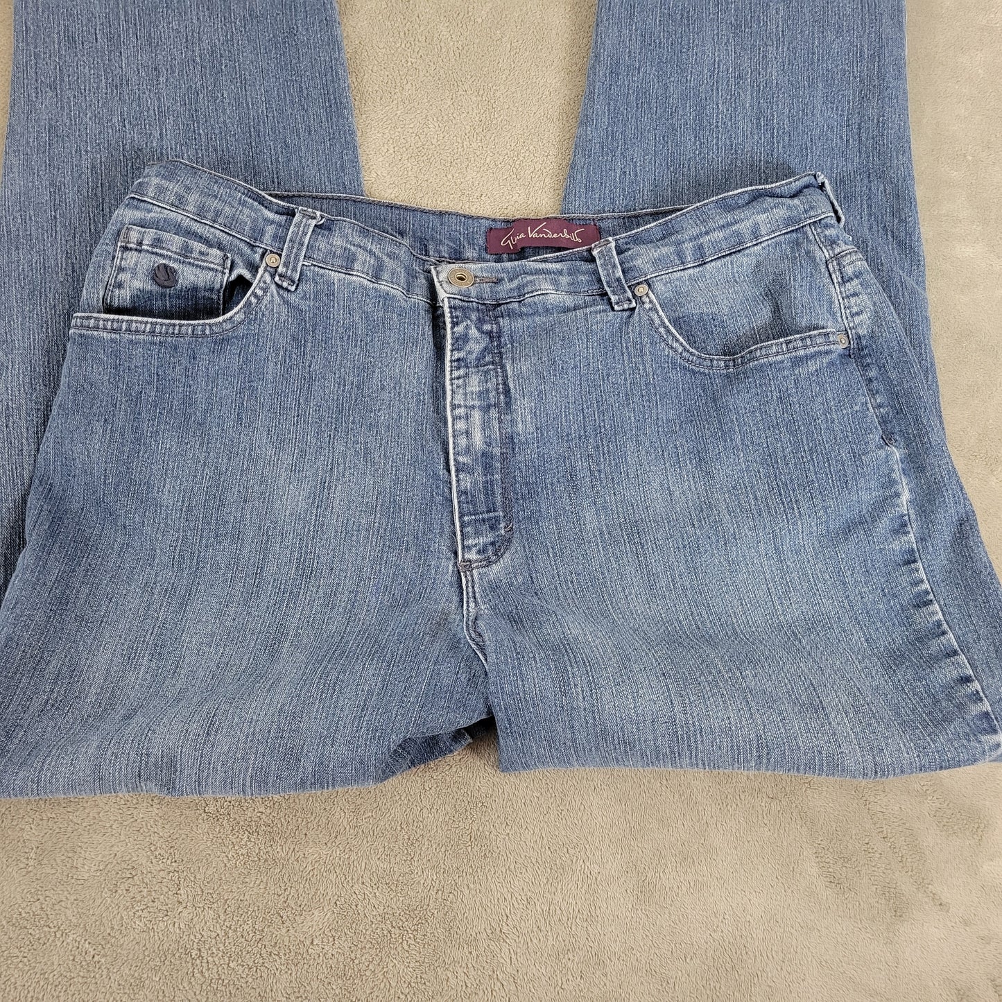 Gloria Vanderbilt 18 Jeans Blue Denim Straight Leg Elastic Waist Stretch SL58E