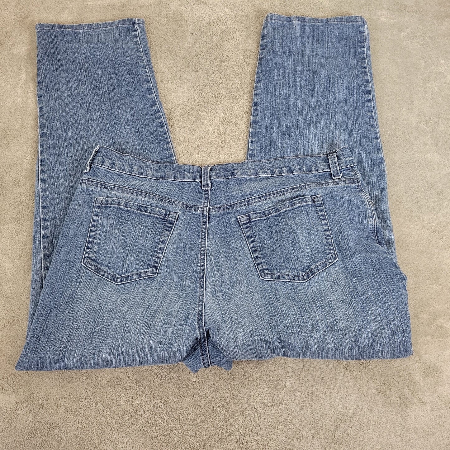 Gloria Vanderbilt 18 Jeans Blue Denim Straight Leg Elastic Waist Stretch SL58E