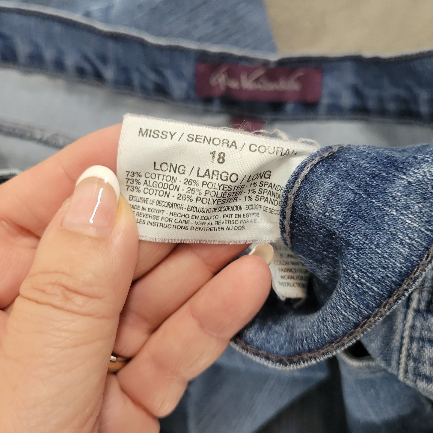 Gloria Vanderbilt 18 Jeans Blue Denim Straight Leg Elastic Waist Stretch SL58E