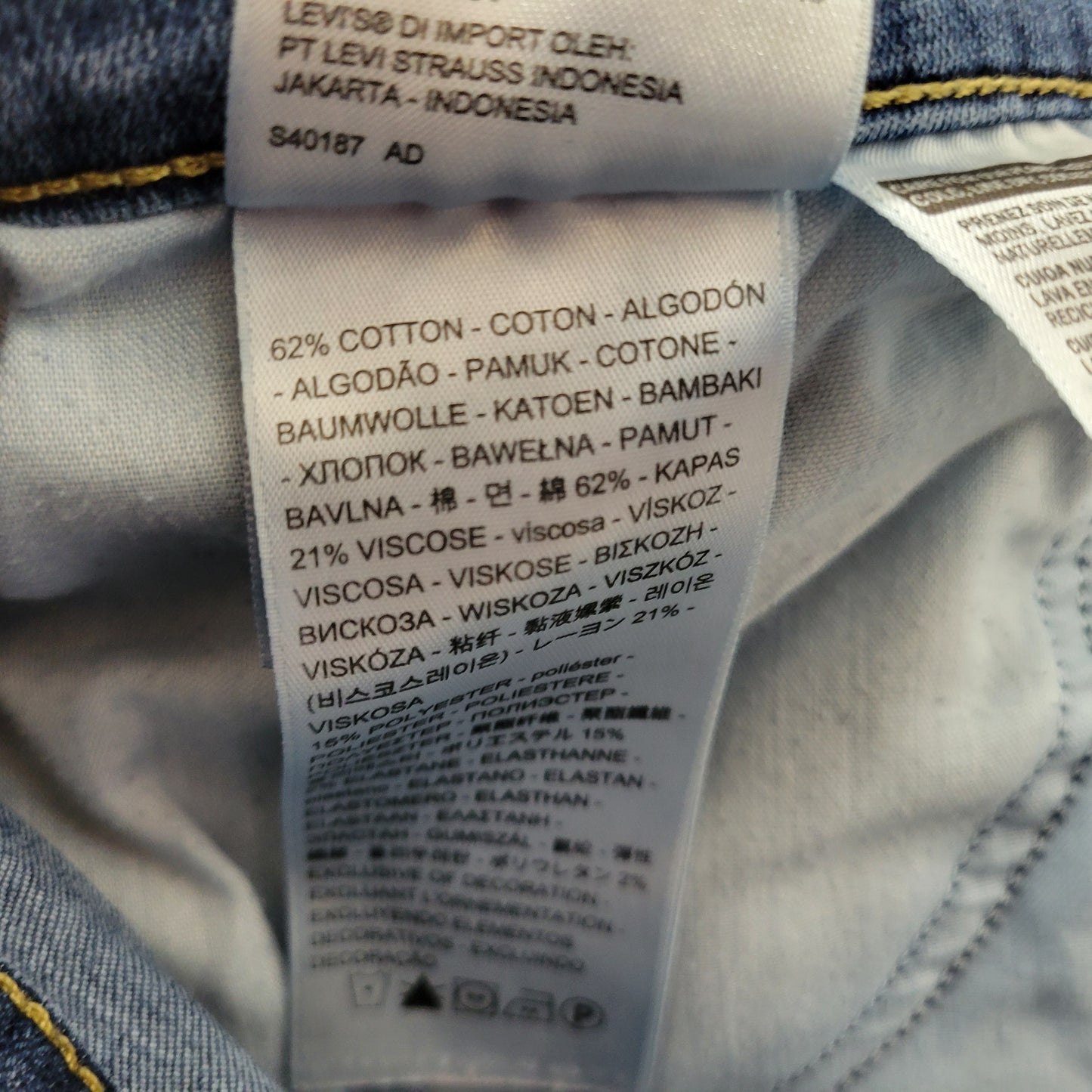 Levi's 711 Skinny Jeans Womens 18W Dark Wash Distressed Blue Denim SKI20E