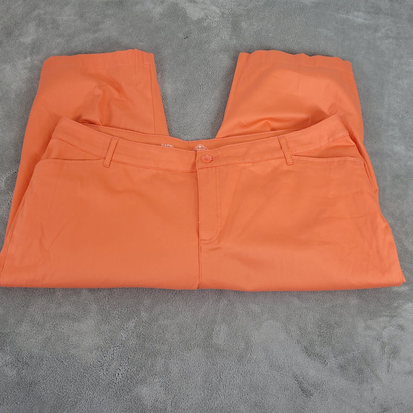 St. John's Bay 24W Capri Pants Orange Cotton Blend Straight Leg Pockets CAP9E