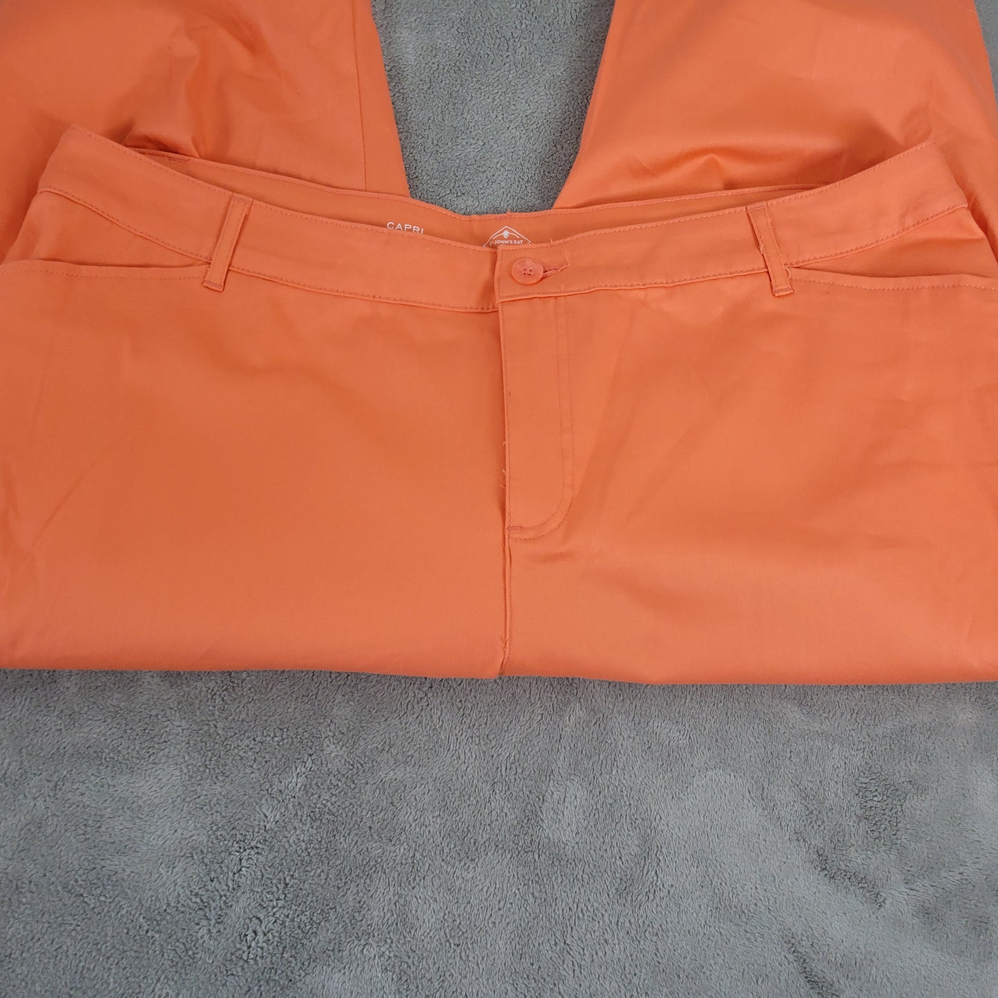 St. John's Bay 24W Capri Pants Orange Cotton Blend Straight Leg Pockets CAP9E