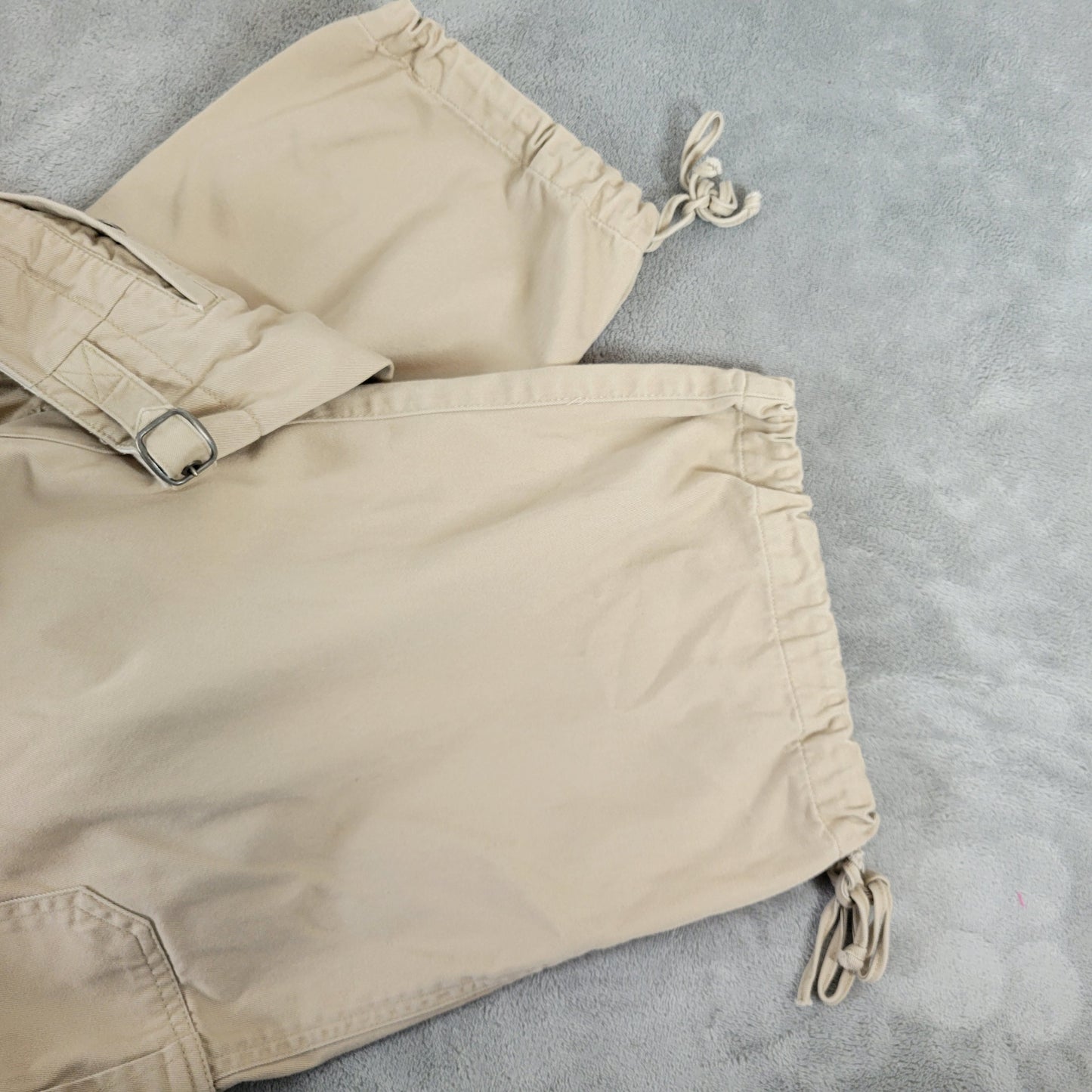 Liz Claiborne 18P Petite Cargo Capri Pants Beige Cotton Straight Leg Zip A28E