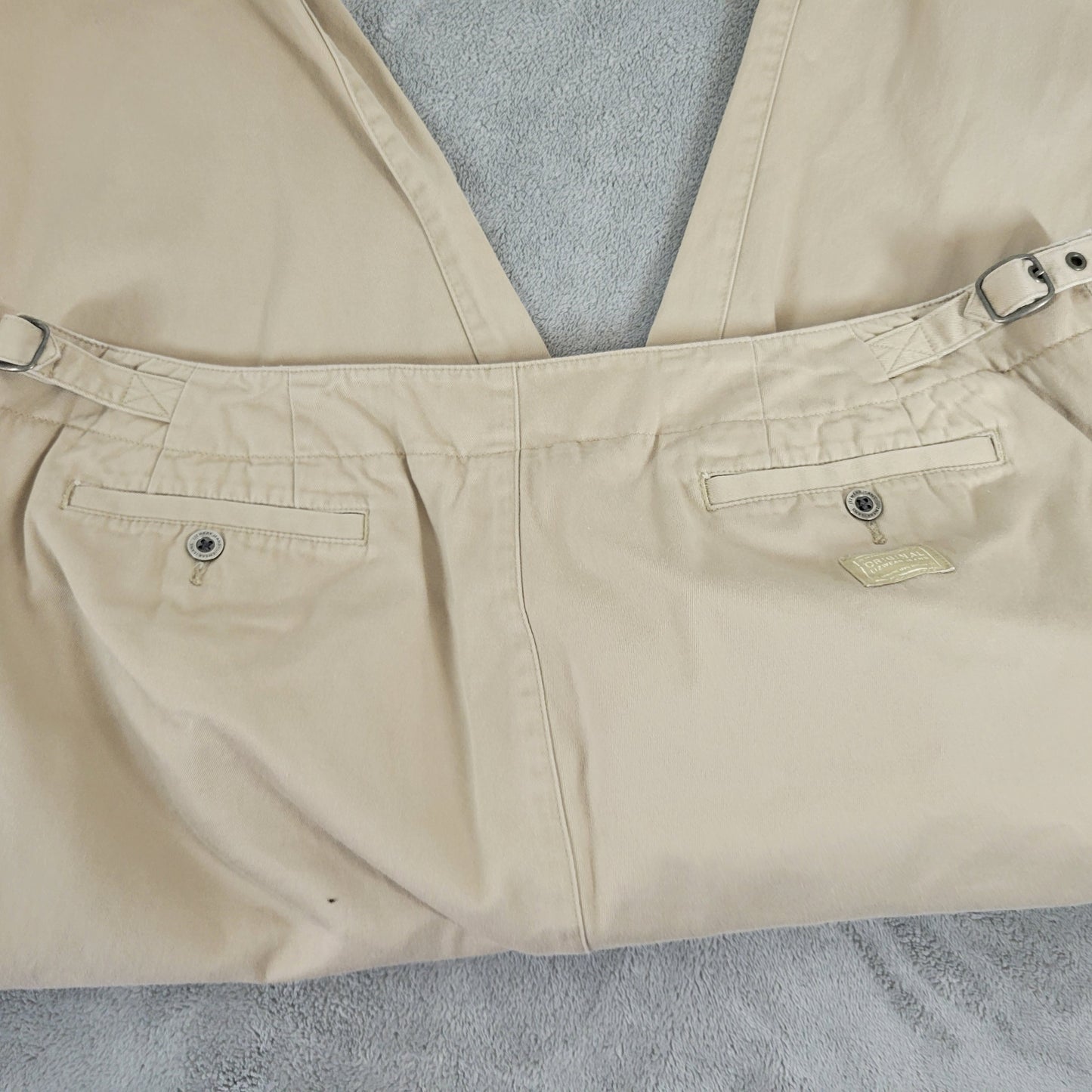 Liz Claiborne 18P Petite Cargo Capri Pants Beige Cotton Straight Leg Zip A28E