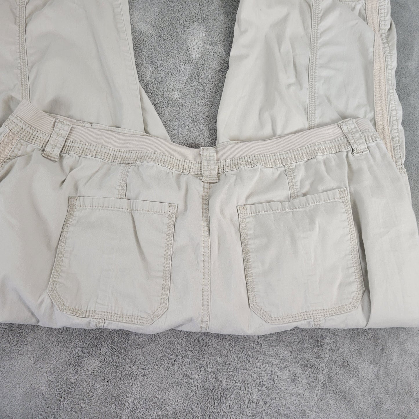 Style & Co 20W Cargo Capri Pants Beige Elastic Waist Stretch Pockets Crop D2E