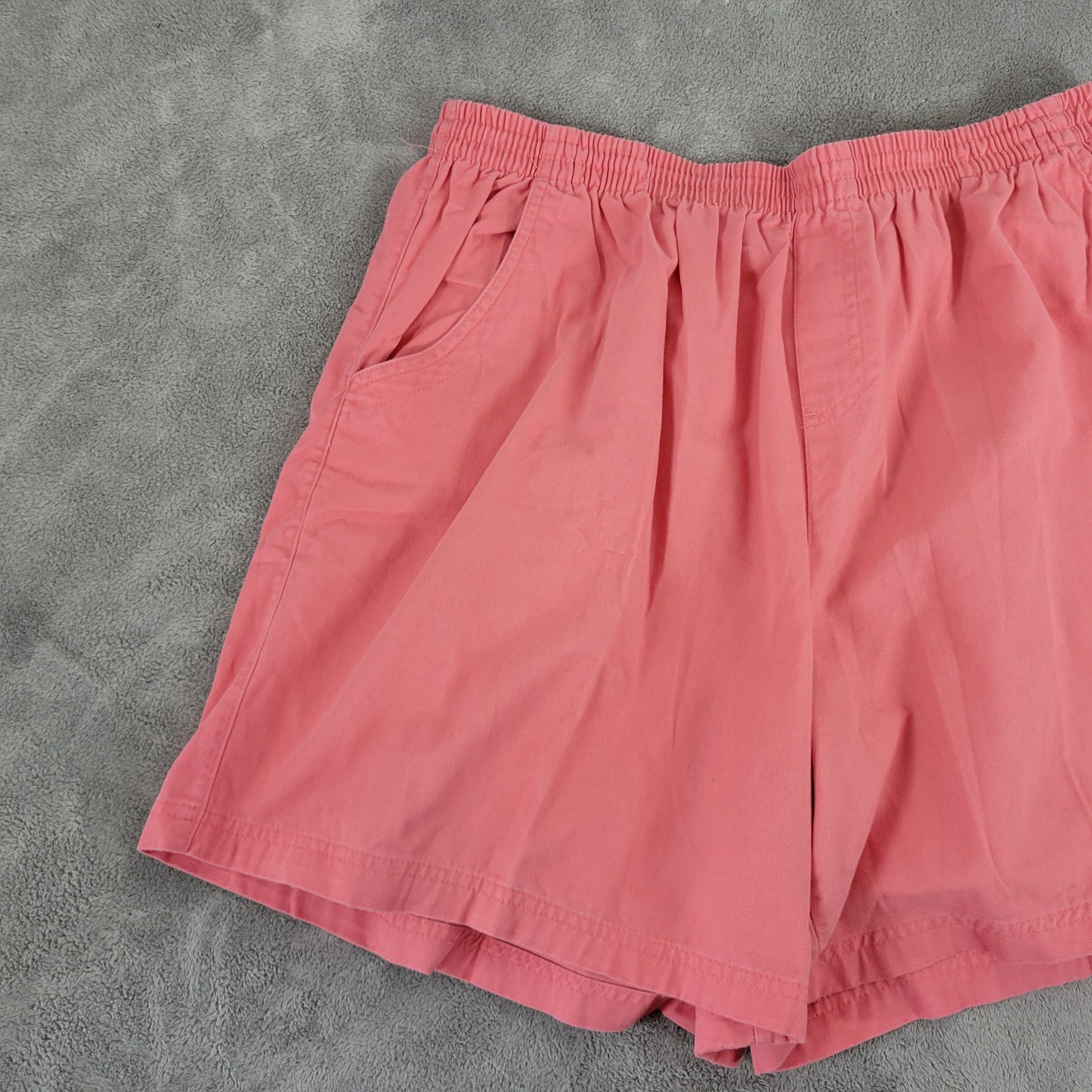 Basic Editions Women Plus 1X Pink Chino Shorts Cotton Pull On Pocket PIN38E