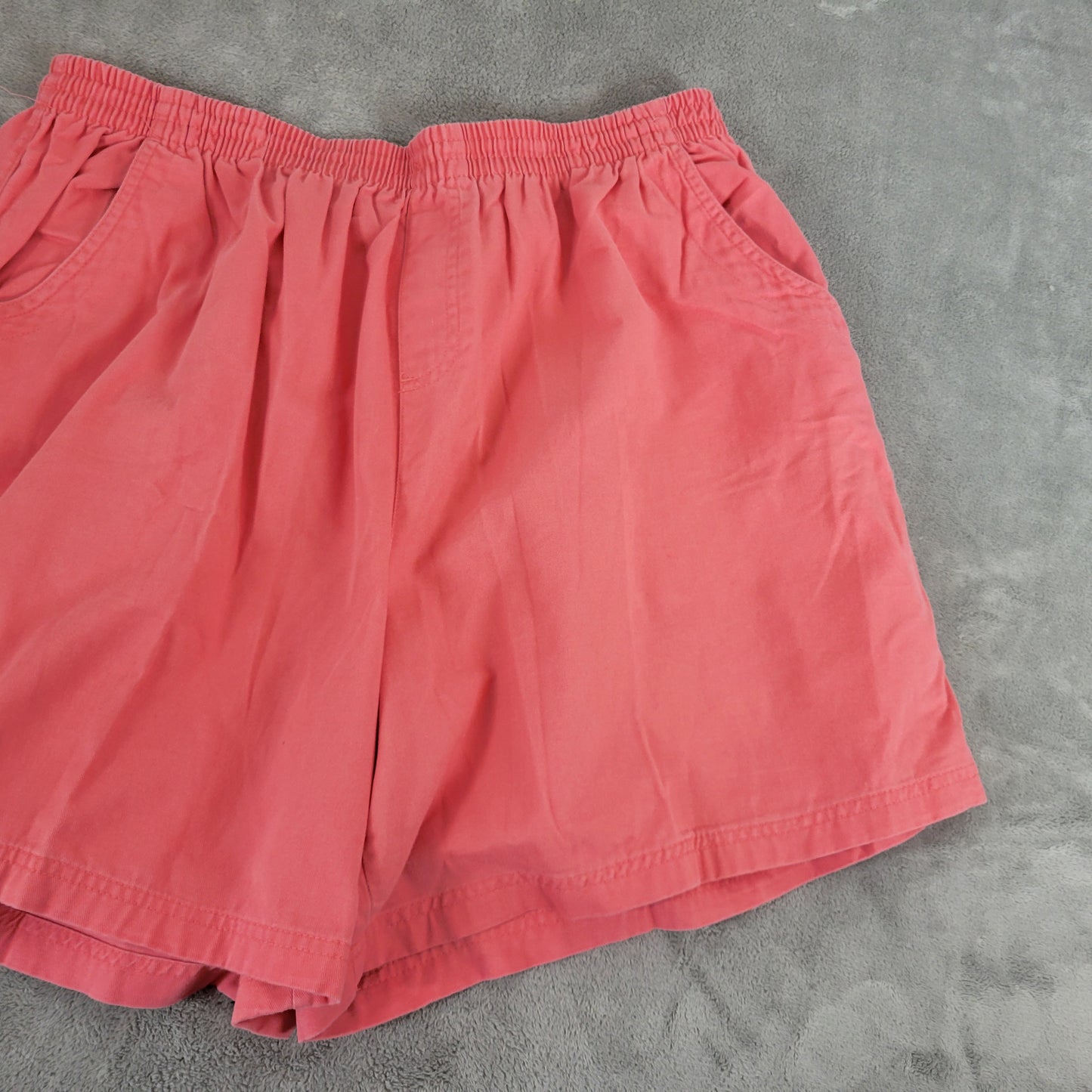 Basic Editions Women Plus 1X Pink Chino Shorts Cotton Pull On Pocket PIN38E
