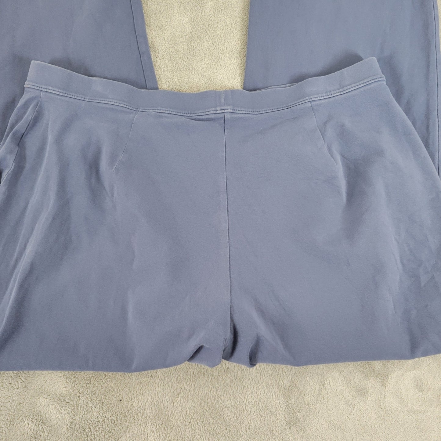 LL Bean XLP Petite Blue Pants Cotton Blend Straight Leg Elastic Waist BLU2XE