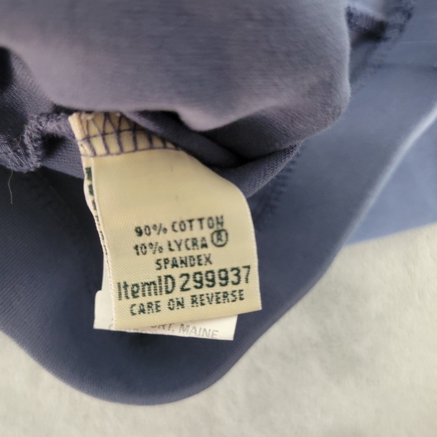 LL Bean XLP Petite Blue Pants Cotton Blend Straight Leg Elastic Waist BLU2XE