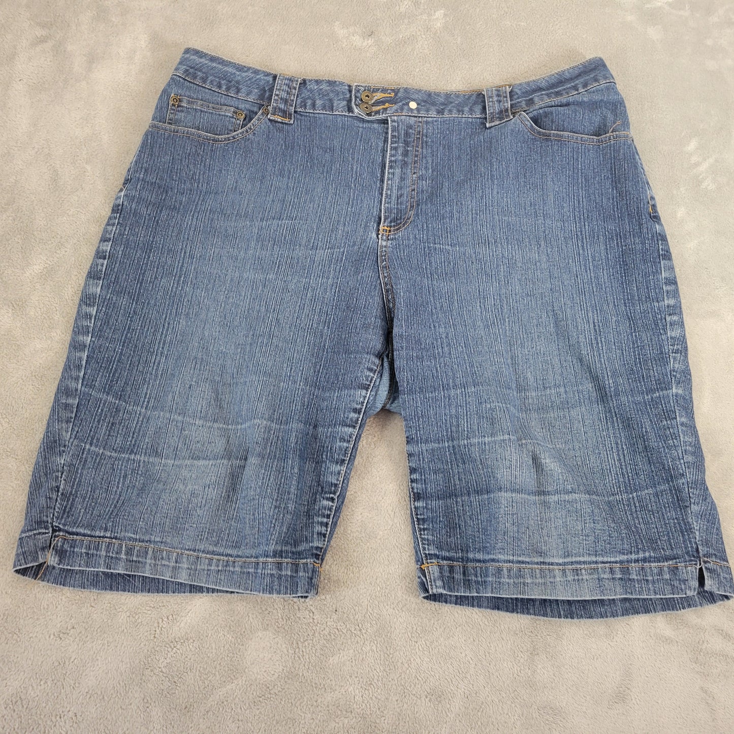 St. John's Bay Denim Shorts 18W Dark Blue Elastic Waist Stretch SHO3E