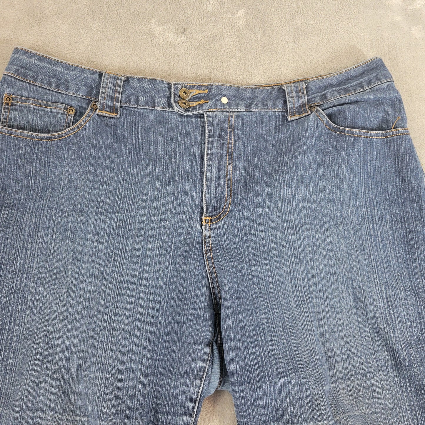 St. John's Bay Denim Shorts 18W Dark Blue Elastic Waist Stretch SHO3E