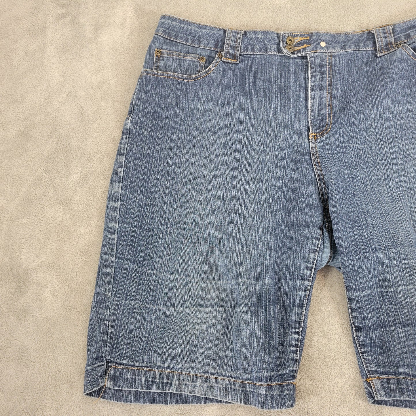 St. John's Bay Denim Shorts 18W Dark Blue Elastic Waist Stretch SHO3E