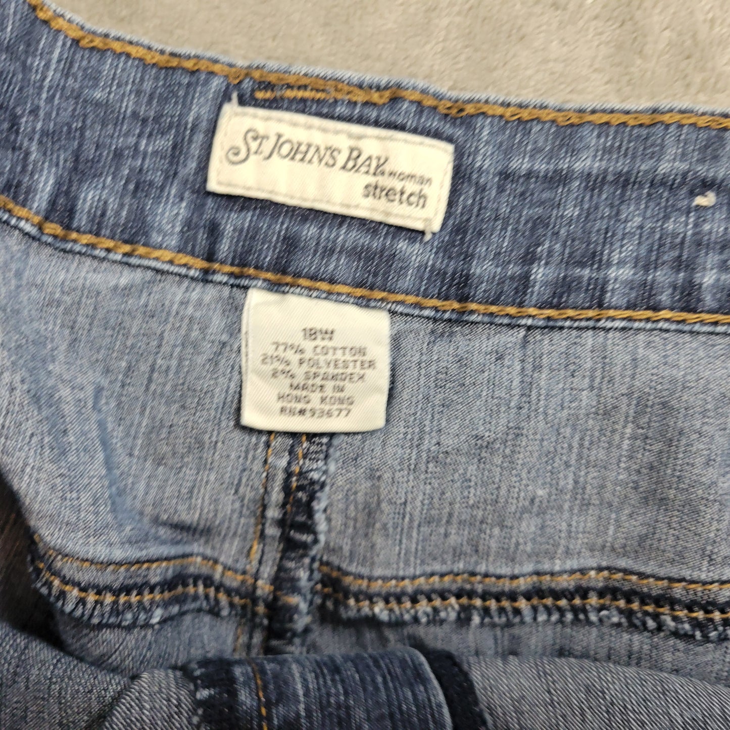 St. John's Bay Denim Shorts 18W Dark Blue Elastic Waist Stretch SHO3E