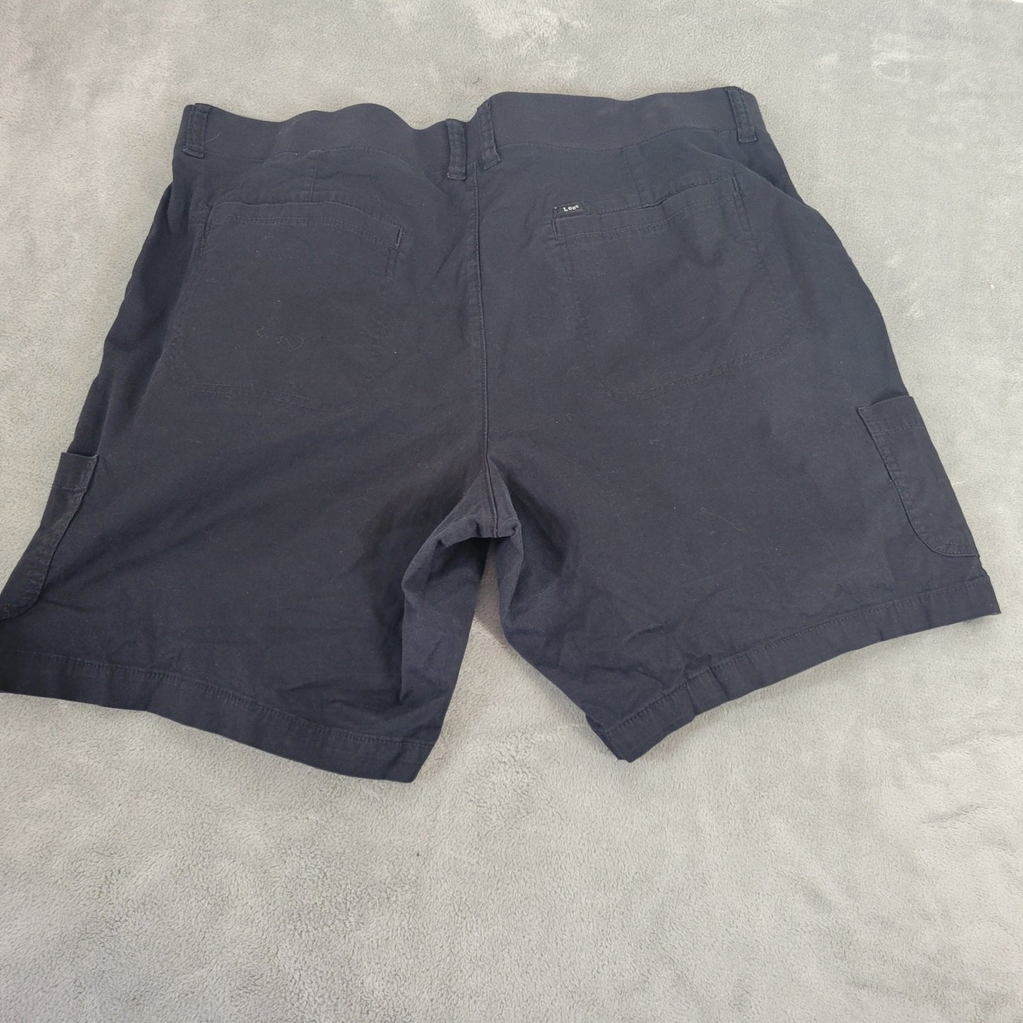 Lee Relaxed Fit Chino Shorts Black 20W Mid Rise 8" Inseam Cotton Blend BLA47E