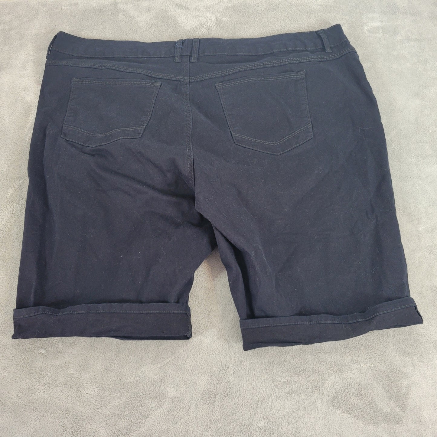 Gloria Vanderbilt Denim Bermuda Shorts 18W Indigo Blue Elastic Waist Slim BLU16E