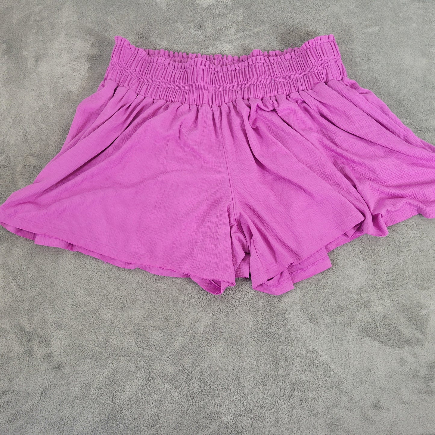 Terra & Sky Paperbag Shorts 1X Lavender Purple Elastic Stretch Pockets PUR63E