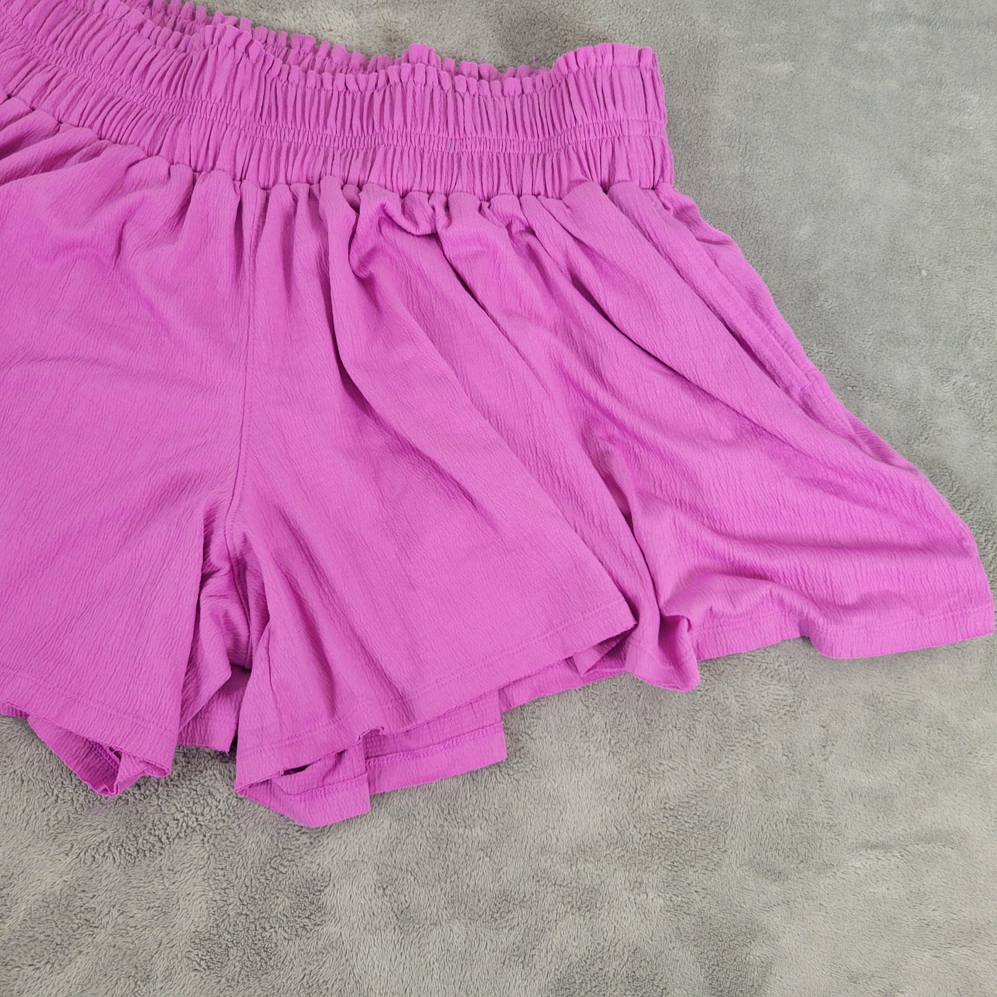 Terra & Sky Paperbag Shorts 1X Lavender Purple Elastic Stretch Pockets PUR63E