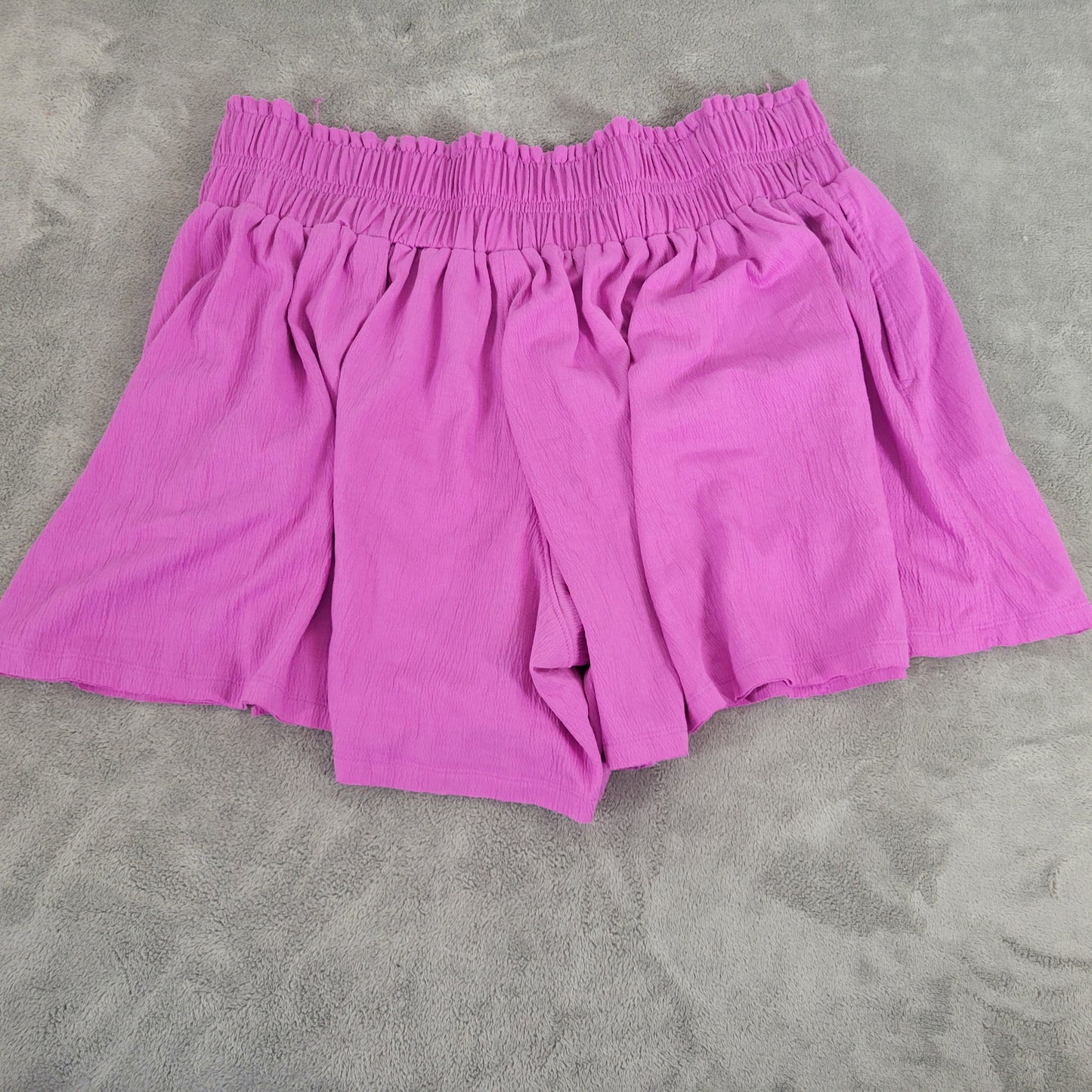 Terra & Sky Paperbag Shorts 1X Lavender Purple Elastic Stretch Pockets PUR63E