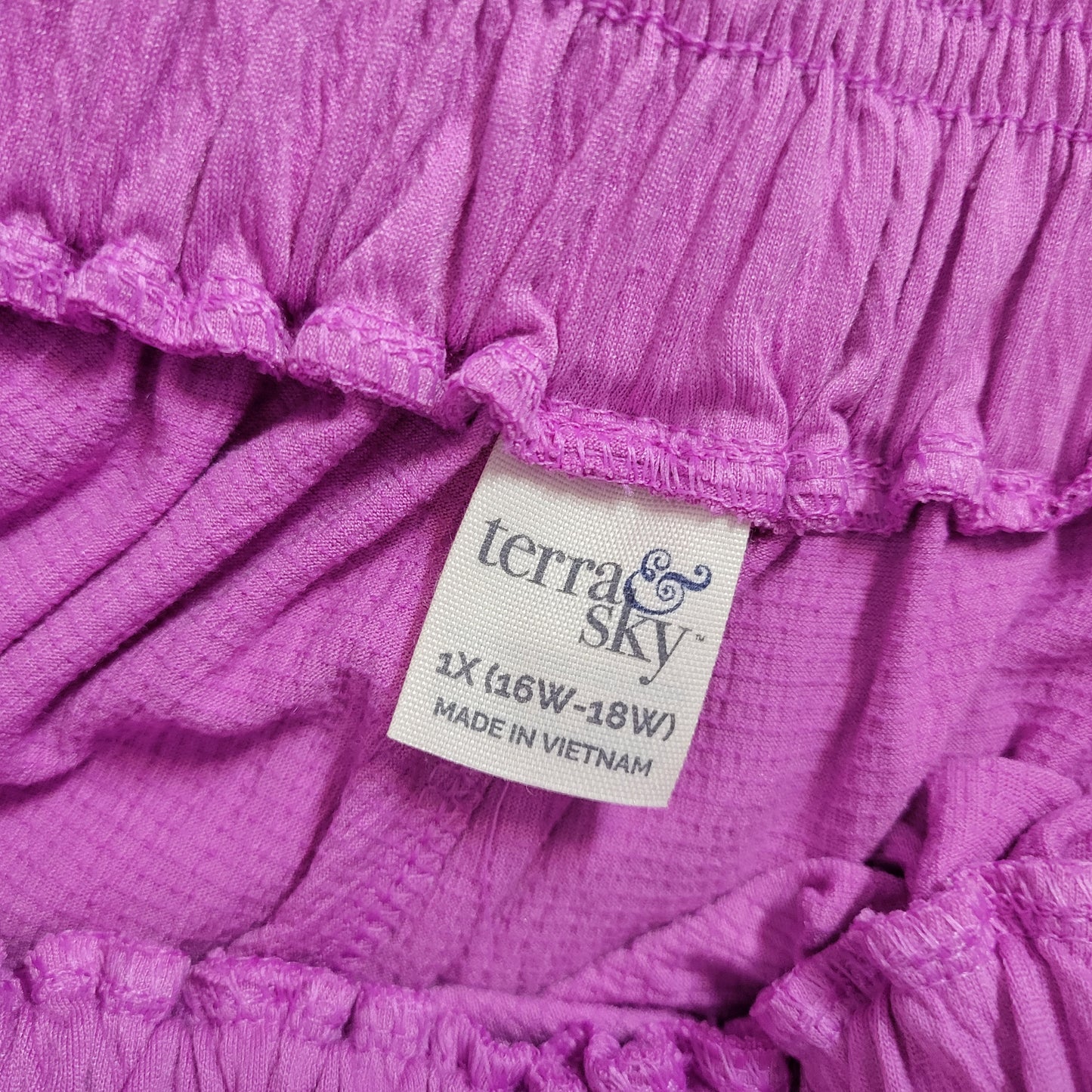 Terra & Sky Paperbag Shorts 1X Lavender Purple Elastic Stretch Pockets PUR63E