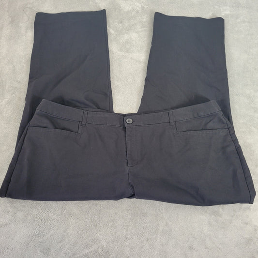 CJ Banks Pants 22WP Black Cropped Straight Leg Cotton Blend Elastic Waist BLA46E