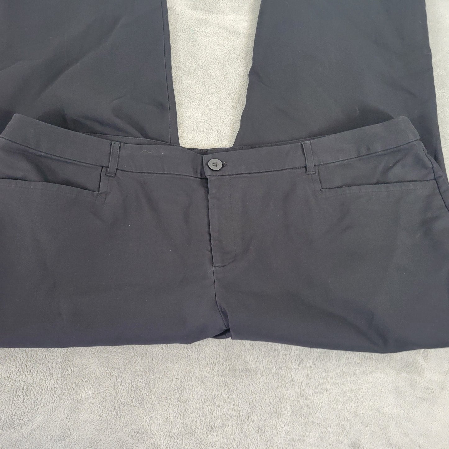 CJ Banks Pants 22WP Black Cropped Straight Leg Cotton Blend Elastic Waist BLA46E