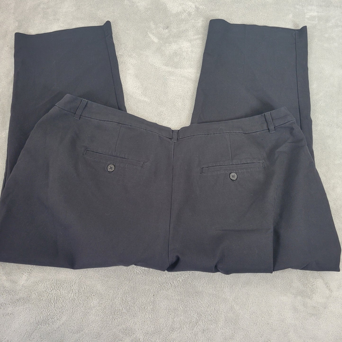 CJ Banks Pants 22WP Black Cropped Straight Leg Cotton Blend Elastic Waist BLA46E