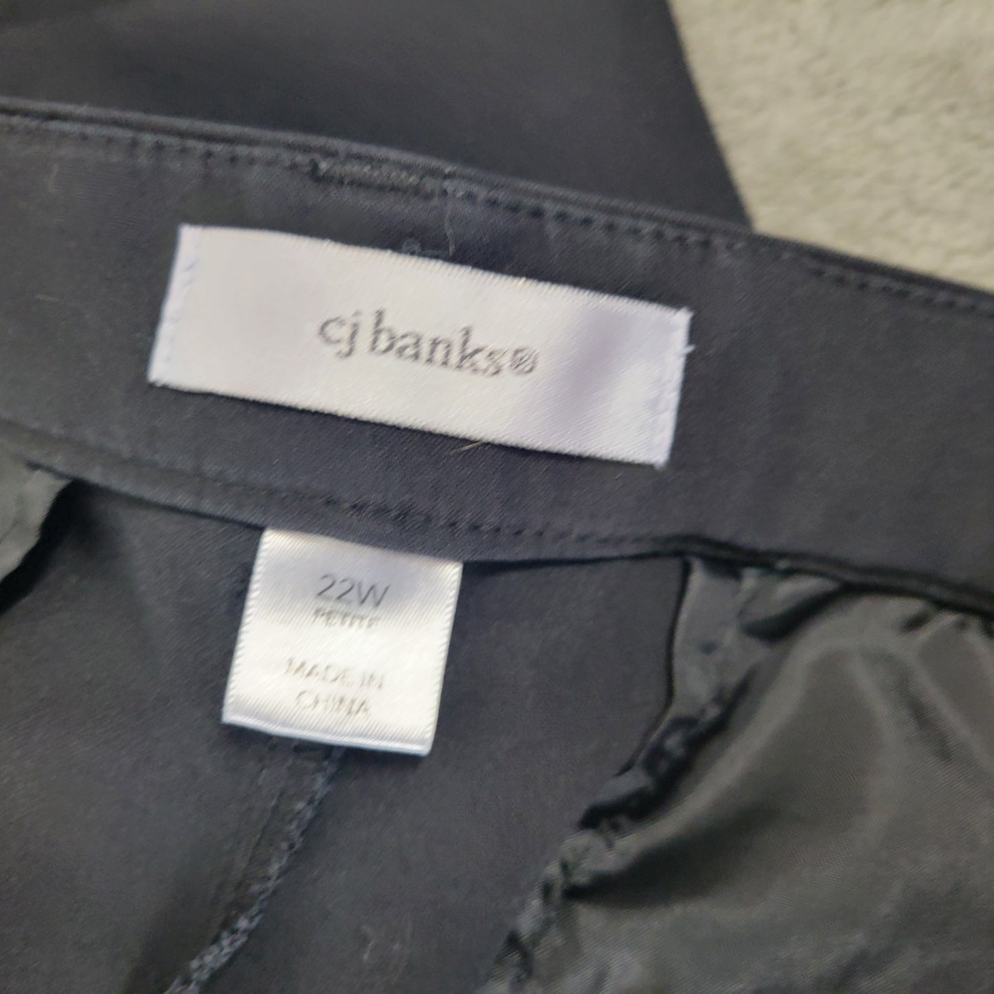 CJ Banks Pants 22WP Black Cropped Straight Leg Cotton Blend Elastic Waist BLA46E