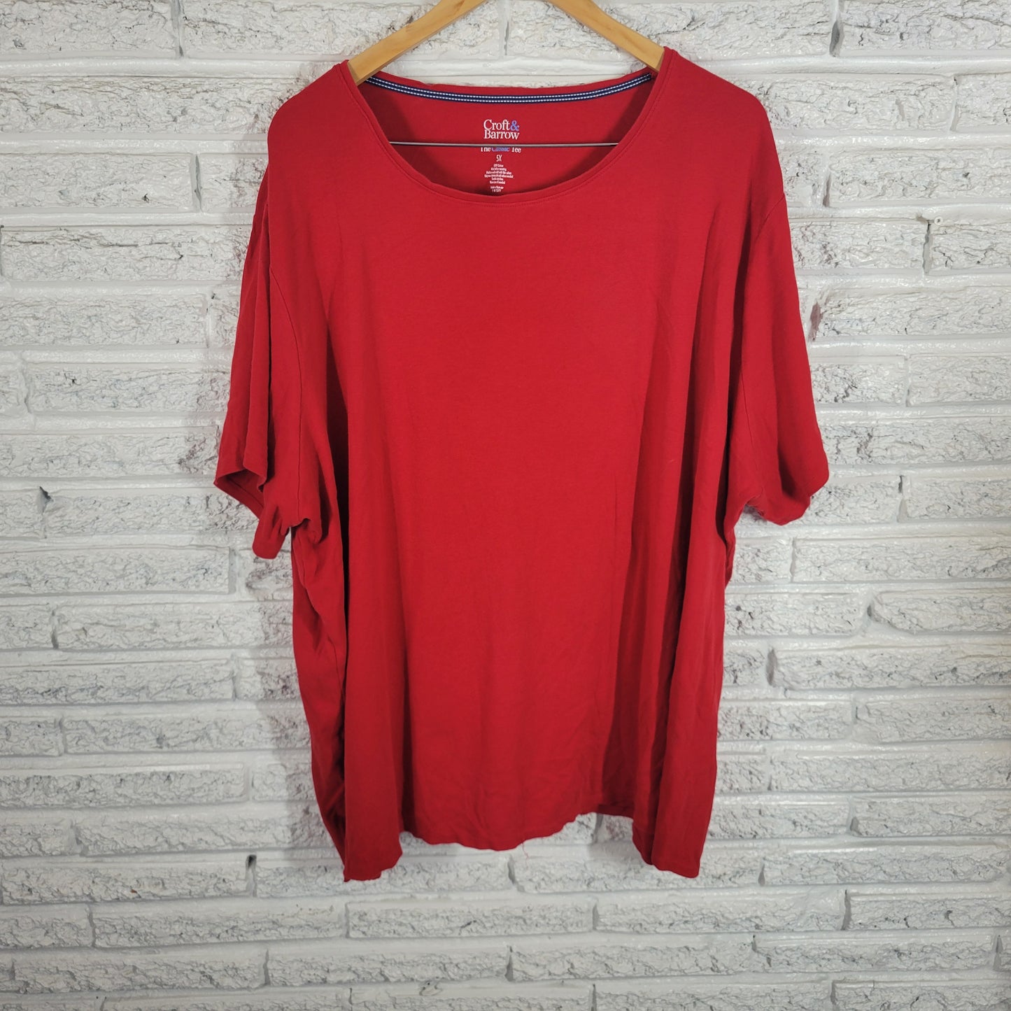 Croft & Barrow T-Shirt 5X Red 100% Cotton Short Sleeve Crew Neck Plus RED26E